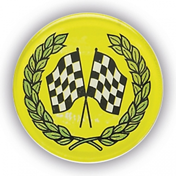 CHEQUERED FLAGS 1inchDOMED CENTRE