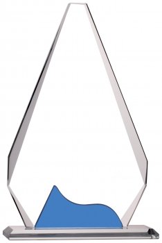8.25inch BLUE CLEAR GLASS AWARD