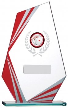 7.25inch RED CLEAR  GLASS AWARD