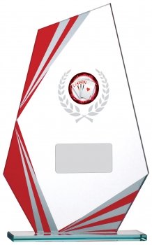 8inch RED CLEAR  GLASS AWARD