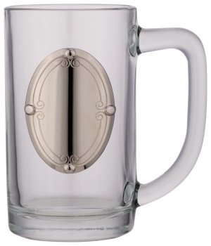 GLASS TANKARD WITH BADGE