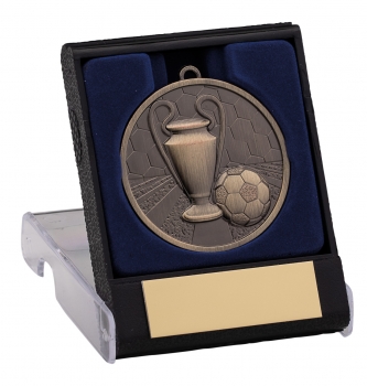 50MM BRONZE FOOTBALL MEDAL WITH BOX