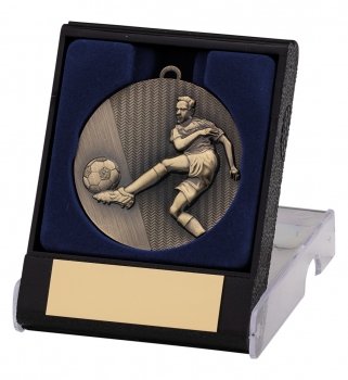 50MM ANTIQUE GOLD FOOTBALL MEDAL WITH BOX