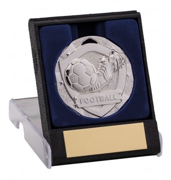 50MM FOOTBALL SHIELD MEDAL WITH BOX