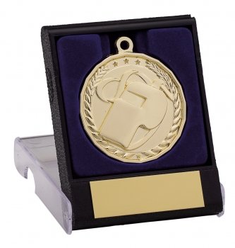 50MM GOLD WHISTLE REFEREE MEDAL IN BOX