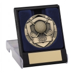 50MM BRONZE GOLF MEDAL AND BOX T/54