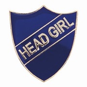 BLUE HEAD GIRL ENAMEL SHIELD