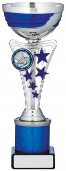 8.25InchSILVER AND BLUE CUP TROPHY