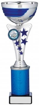 9.75InchSILVER AND BLUE CUP TROPHY
