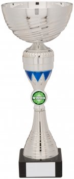 293mm SILVER AND BLUE TROPHY