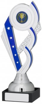 8inch SILVER AND BLUE TROPHY