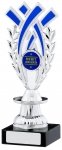 7.5" SILVER AND BLUE TROPHY