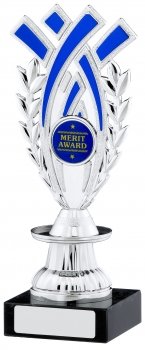 7.5Inch SILVER AND BLUE TROPHY