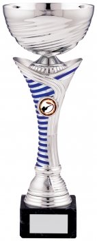 11.75Inch SILVER WITH BLUE STRIPE TROPHY