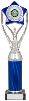 12inch SILVER/BLUE TUBE TROPHY S136B