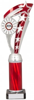 12.25Inch SILVER/RED TUBE TROPHY S136B