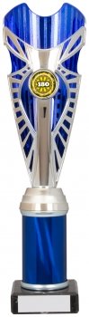 11Inch SILVER/BLUE TUBE TROPHY S136B