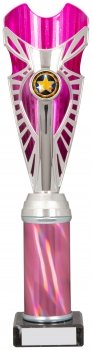 12Inch SILVER/PINK TUBE TROPHY S136B