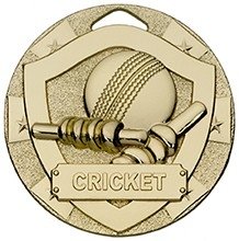 50MM GOLD CRICKET MINI SHIELD MEDAL