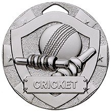 50MM SILVER CRICKET MINI SHIELD MEDAL