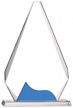 7.5Inch BLUE CLEAR GLASS AWARD