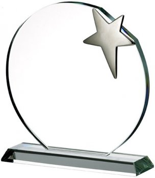 7.5inch SILVER STAR ON CLEAR BASE
