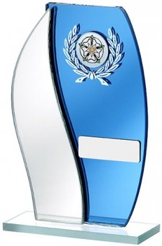 6.5inch MIRRORED BLUE GLASS AWARD