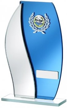 8inch MIRRORED BLUE GLASS AWARD