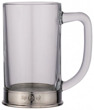 PEWTER BASED GLASS TANKARD