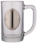 GLASS TANKARD WITH BADGE