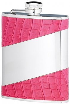 6 OUNCE PINK STAINLESS STEEL HIP FLASK