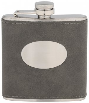 6 OUNCE GREY STEEL FLASK T/179