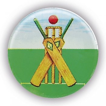 CRICKET THEME 1inchDOMED CENTRE