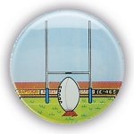 RUGBY POSTS & BALL 1"DOMED CENTRE