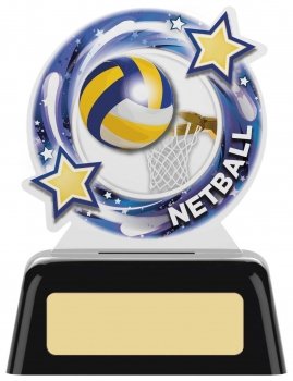 4inchNETBALL ROUND ACRYLIC AWARD T/111 S112